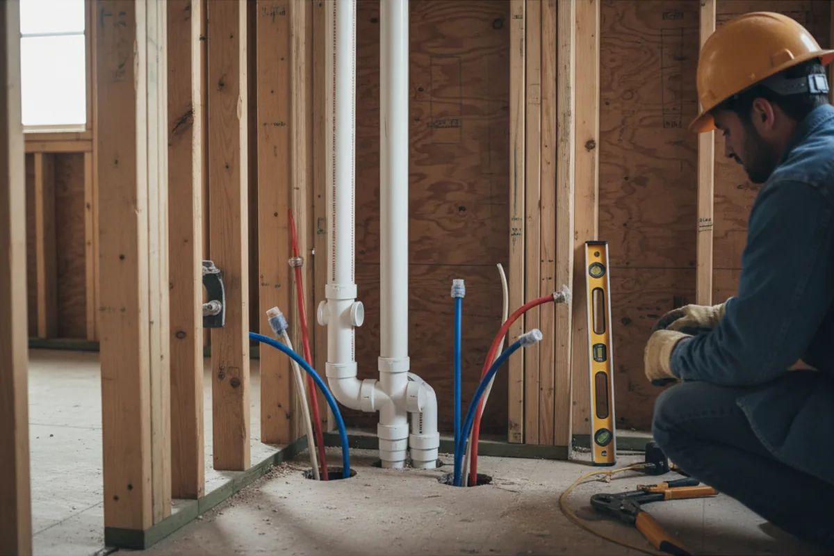 Drain and supply rough-in during Garbage Disposal Repair in Glade Valley