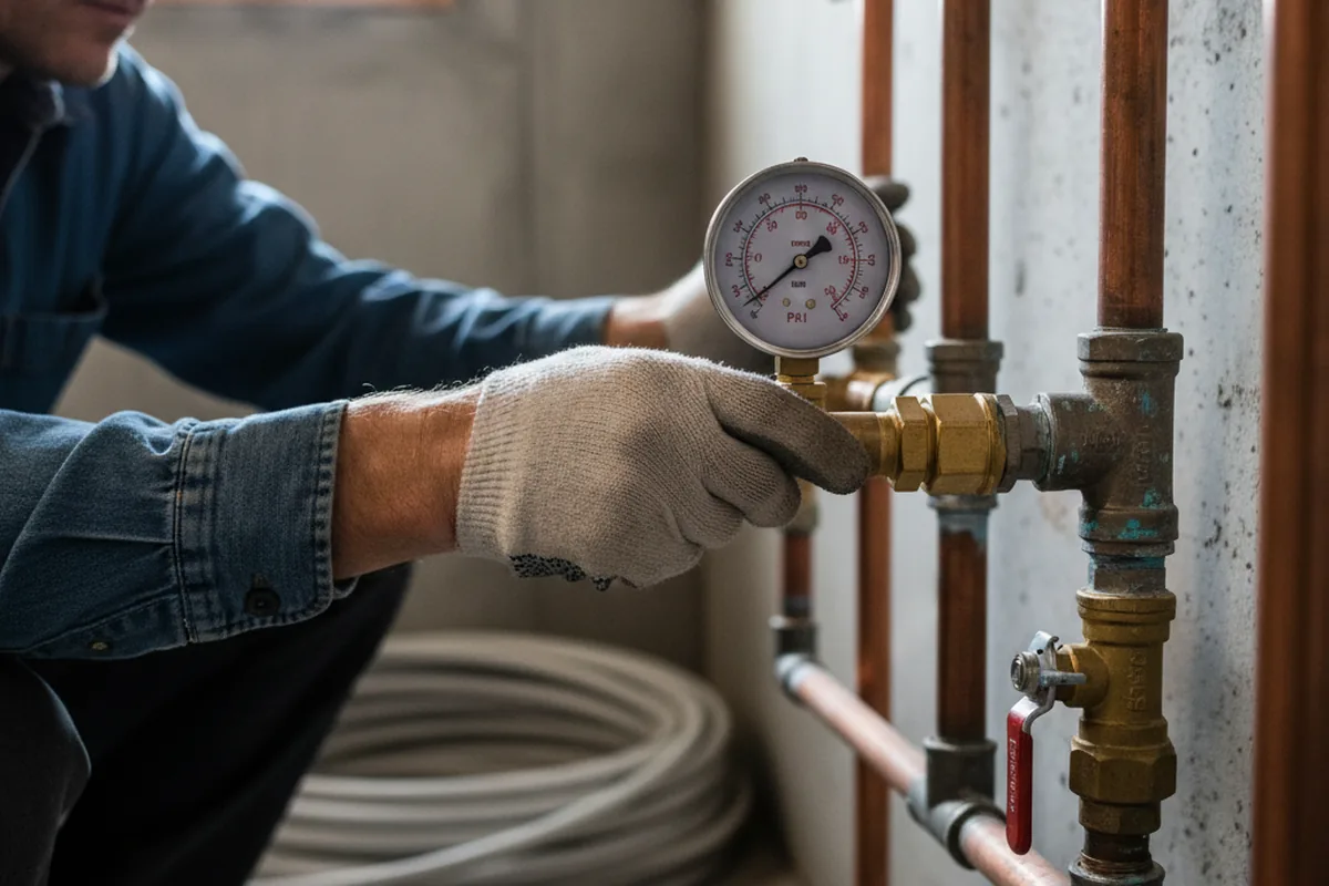 Pressure testing a repaired line during Water Line Repair in Glade Valley
